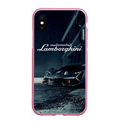 Чехол iPhone XS Max матовый Lamborghini - power - Italy, цвет: 3D-розовый