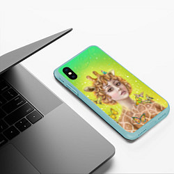 Чехол iPhone XS Max матовый Фэнтези эльф жираф, цвет: 3D-мятный — фото 2