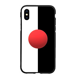 Чехол iPhone XS Max матовый Красный шар на черно-белом фоне с объемным эффекто, цвет: 3D-черный