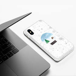 Чехол iPhone XS Max матовый Зимняя метель, цвет: 3D-белый — фото 2