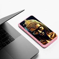 Чехол iPhone XS Max матовый Нейросеть - золотая статуя египетской царицы, цвет: 3D-баблгам — фото 2