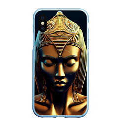 Чехол iPhone XS Max матовый Нейросеть - золотая статуя египетской царицы, цвет: 3D-голубой