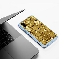 Чехол iPhone XS Max матовый Золотая кожа, цвет: 3D-голубой — фото 2