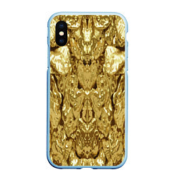 Чехол iPhone XS Max матовый Золотая кожа, цвет: 3D-голубой