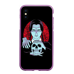 Чехол iPhone XS Max матовый Wednesday Skull, цвет: 3D-фиолетовый