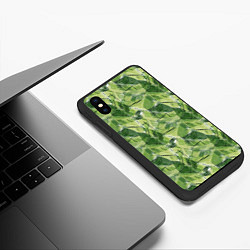 Чехол iPhone XS Max матовый Милитари листья крупные, цвет: 3D-черный — фото 2