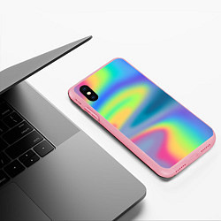 Чехол iPhone XS Max матовый Разноцветные абстрактные полосы под стеклом, цвет: 3D-баблгам — фото 2