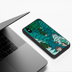 Чехол iPhone XS Max матовый Ежи в еловом лесу, цвет: 3D-черный — фото 2