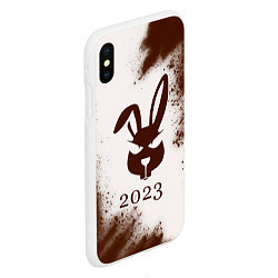 Чехол iPhone XS Max матовый Кролик 2023 хитрый на светлом, цвет: 3D-белый — фото 2
