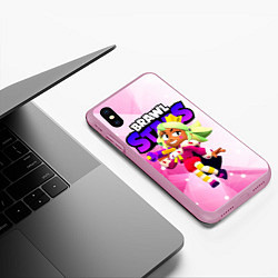 Чехол iPhone XS Max матовый Мэнди - Бравл старс, цвет: 3D-розовый — фото 2