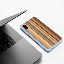Чехол iPhone XS Max матовый Золотистые и серые линии в геометрии, цвет: 3D-голубой — фото 2
