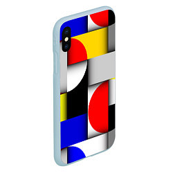 Чехол iPhone XS Max матовый Оптическая иллюзия из кругов, прямоугольников и фи, цвет: 3D-голубой — фото 2