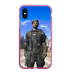 Чехол iPhone XS Max матовый Field scribe commando - Fallout 4, цвет: 3D-малиновый