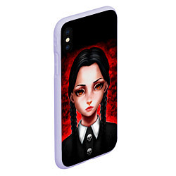 Чехол iPhone XS Max матовый Уэнсдэй на красном фоне, цвет: 3D-светло-сиреневый — фото 2