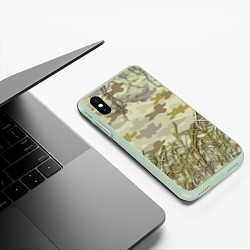 Чехол iPhone XS Max матовый Камуфляж охотника, цвет: 3D-салатовый — фото 2