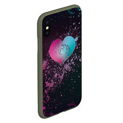 Чехол iPhone XS Max матовый Микс сердец, цвет: 3D-темно-зеленый — фото 2