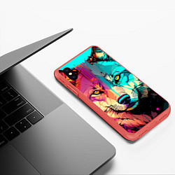 Чехол iPhone XS Max матовый Яркий волк, цвет: 3D-красный — фото 2