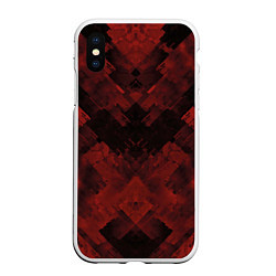 Чехол iPhone XS Max матовый Полосы красные и чёрные, цвет: 3D-белый
