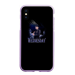 Чехол iPhone XS Max матовый Wednesday с зонтом, цвет: 3D-сиреневый