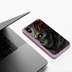 Чехол iPhone XS Max матовый Череп самурая, цвет: 3D-сиреневый — фото 2