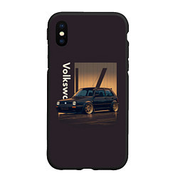 Чехол iPhone XS Max матовый Volkswagen Golf class, цвет: 3D-черный