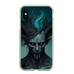 Чехол iPhone XS Max матовый Демон леса, цвет: 3D-салатовый