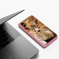 Чехол iPhone XS Max матовый Хороший олень, цвет: 3D-малиновый — фото 2