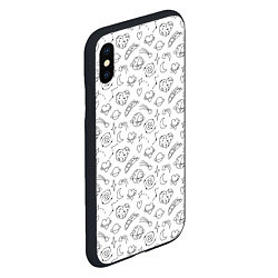 Чехол iPhone XS Max матовый Дудлы с темой любви и космоса, цвет: 3D-черный — фото 2