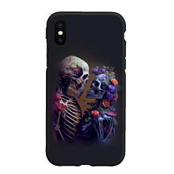 Чехол iPhone XS Max матовый Пара скелетов, цвет: 3D-черный