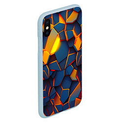 Чехол iPhone XS Max матовый Плитки со свечением, цвет: 3D-голубой — фото 2