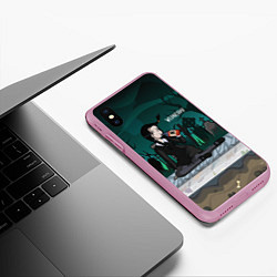 Чехол iPhone XS Max матовый Уэнсдэй на кладбище пьет яд, цвет: 3D-розовый — фото 2