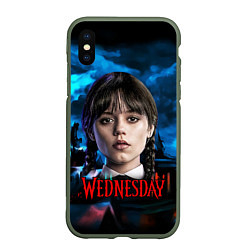 Чехол iPhone XS Max матовый Wednesday horror, цвет: 3D-темно-зеленый