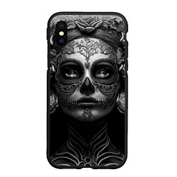 Чехол iPhone XS Max матовый Девушка с макияжем для дня мертвых, цвет: 3D-черный