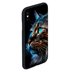 Чехол iPhone XS Max матовый Кот с неоновыми глазами, цвет: 3D-черный — фото 2