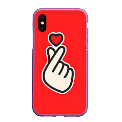 Чехол iPhone XS Max матовый К- Heart, цвет: 3D-фиолетовый