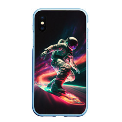 Чехол iPhone XS Max матовый Cosmonaut space surfing, цвет: 3D-голубой