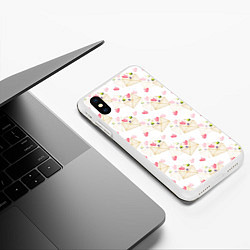 Чехол iPhone XS Max матовый Конверты с сердечками - паттерн, цвет: 3D-белый — фото 2