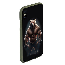 Чехол iPhone XS Max матовый Сильный медведь спортсмен, цвет: 3D-темно-зеленый — фото 2
