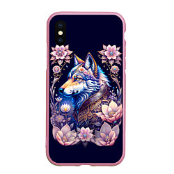 Чехол iPhone XS Max матовый Мистическая волчица, цвет: 3D-розовый