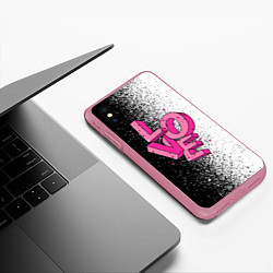 Чехол iPhone XS Max матовый Love - розовый, цвет: 3D-малиновый — фото 2