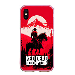 Чехол iPhone XS Max матовый Red Dead Redemption, mountain, цвет: 3D-розовый