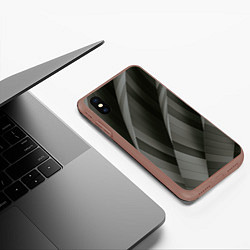 Чехол iPhone XS Max матовый Абстрактные серые острые металлические листы, цвет: 3D-коричневый — фото 2