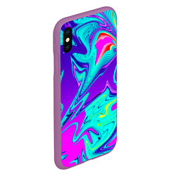 Чехол iPhone XS Max матовый Неоновые краски разводы, цвет: 3D-фиолетовый — фото 2