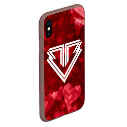 Чехол iPhone XS Max матовый Big bang red hearts, цвет: 3D-коричневый — фото 2