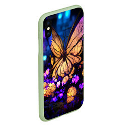 Чехол iPhone XS Max матовый Цветок бабочка midjouney, цвет: 3D-салатовый — фото 2