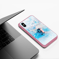 Чехол iPhone XS Max матовый Милый пингвин - папочка, цвет: 3D-малиновый — фото 2
