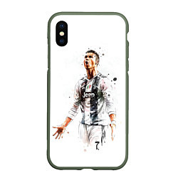 Чехол iPhone XS Max матовый CR 7 Juventus, цвет: 3D-темно-зеленый