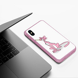Чехол iPhone XS Max матовый Шикарная пантера, цвет: 3D-розовый — фото 2
