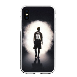 Чехол iPhone XS Max матовый Leo Messi 10, цвет: 3D-белый