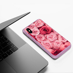 Чехол iPhone XS Max матовый Чайная пыльная роза - нежно розовый цветок, цвет: 3D-сиреневый — фото 2